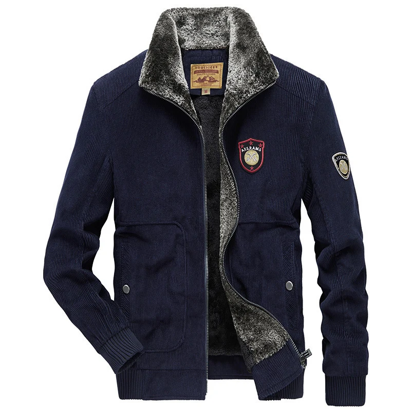 Herren Cordjacke mit wärmender Teddy-Innenfütterung und Badge-Details Drune