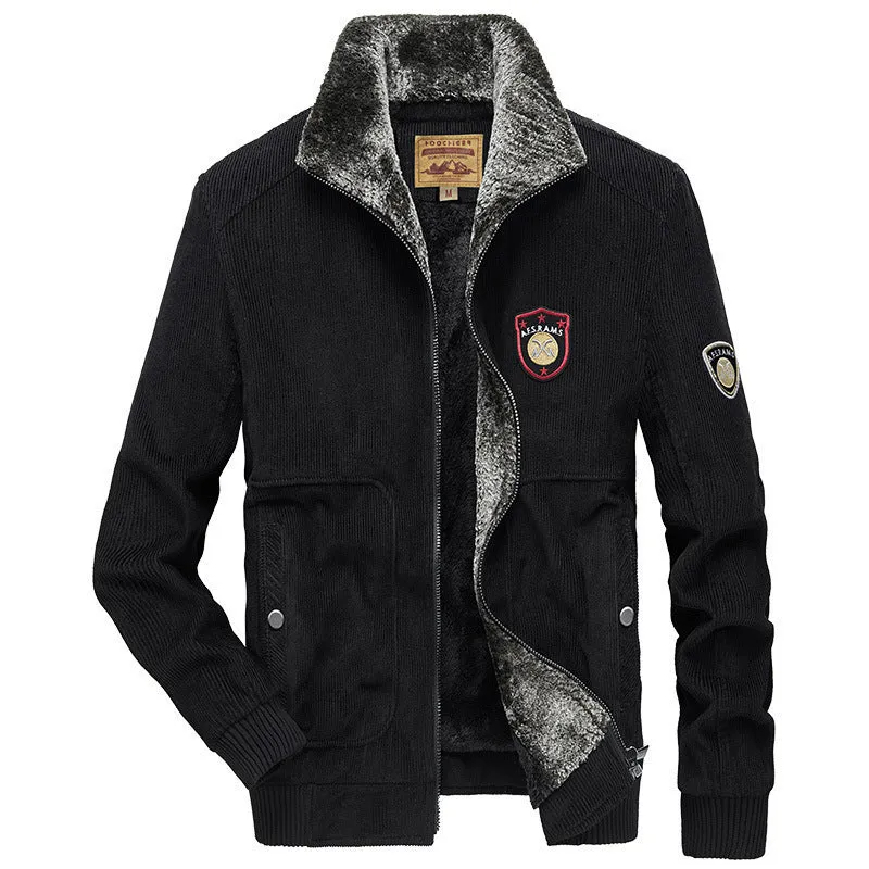 Herren Cordjacke mit wärmender Teddy-Innenfütterung und Badge-Details Drune