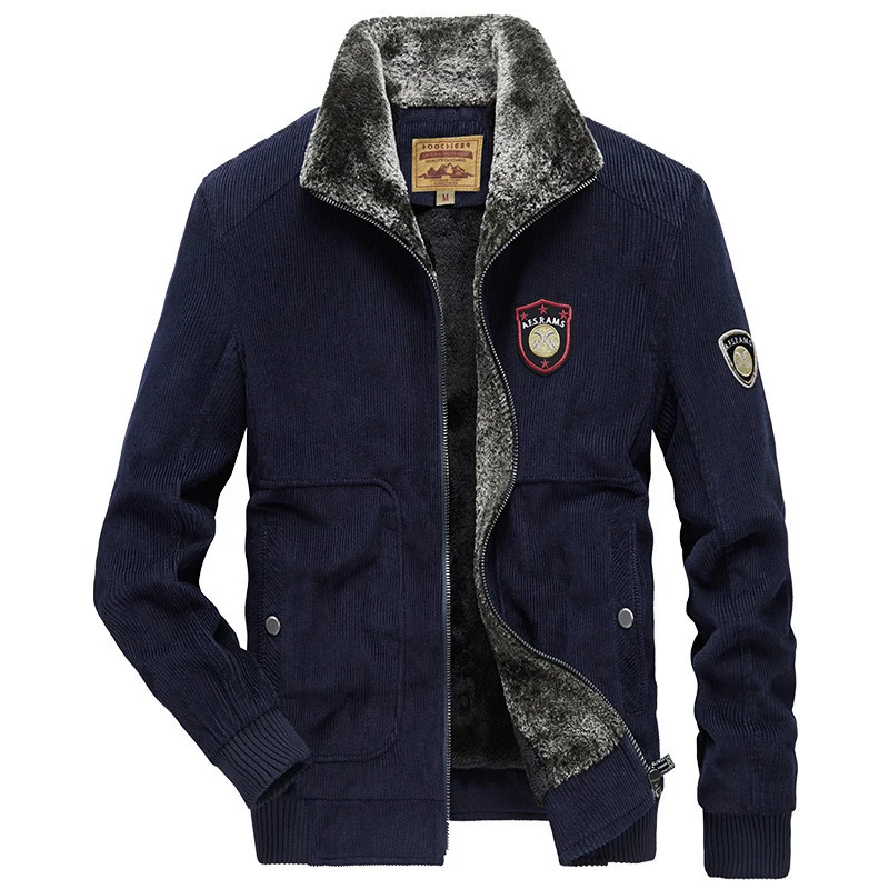 Herren Cordjacke mit wärmender Teddy-Innenfütterung und Badge-Details Drune