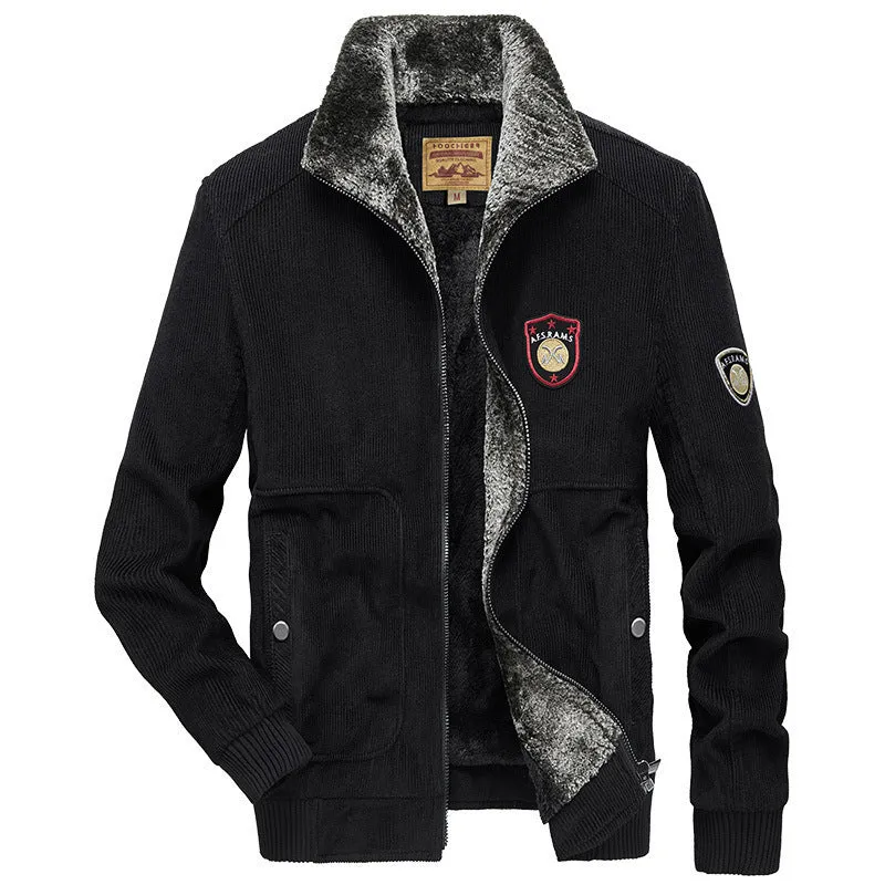 Herren Cordjacke mit wärmender Teddy-Innenfütterung und Badge-Details Drune