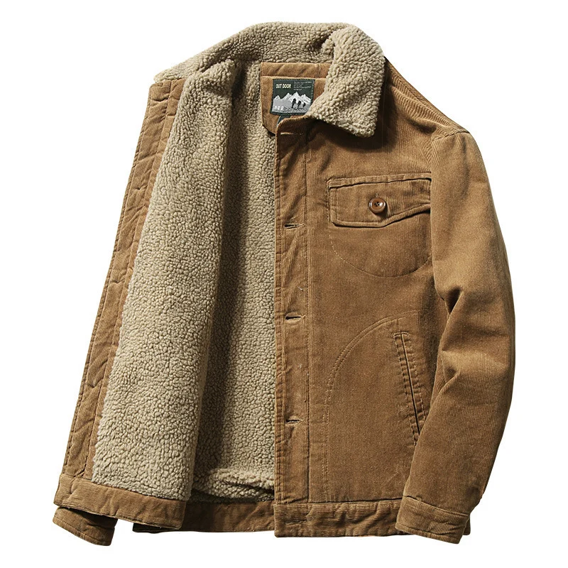 Herren Cordjacke mit Sherpa-Innenfutter und Hemdkragen Drune