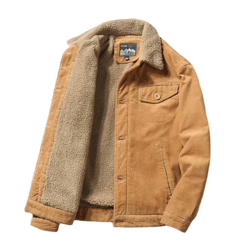 Herren Cordjacke mit Sherpa-Innenfutter und Hemdkragen Drune