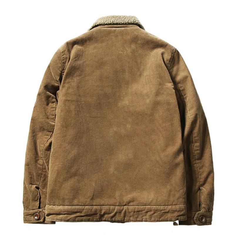 Herren Cord-Truckerjacke mit wärmender Teddy-Innenfütterung und Hemdkragen Drune