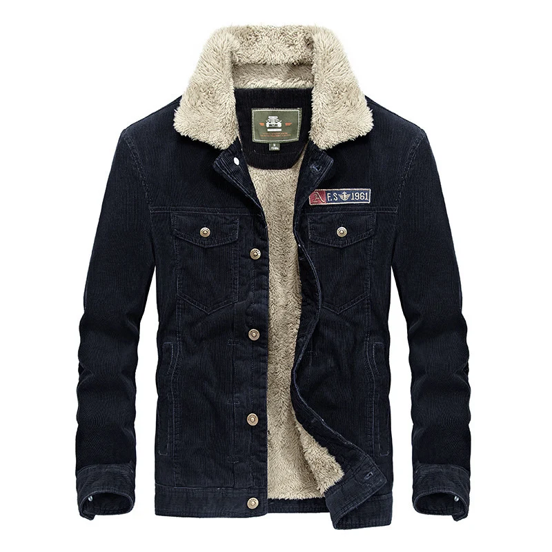 Herren Cord‑Truckerjacke mit Teddyfutter und aufgesetzten Brusttaschen Drune