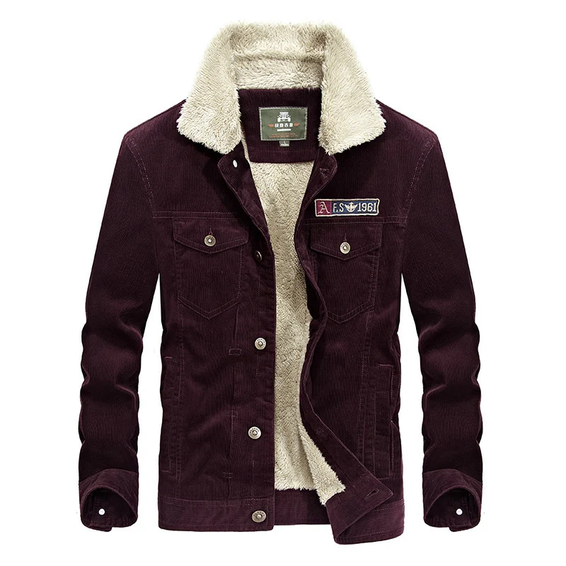 Herren Cord‑Truckerjacke mit Teddyfutter und aufgesetzten Brusttaschen Drune