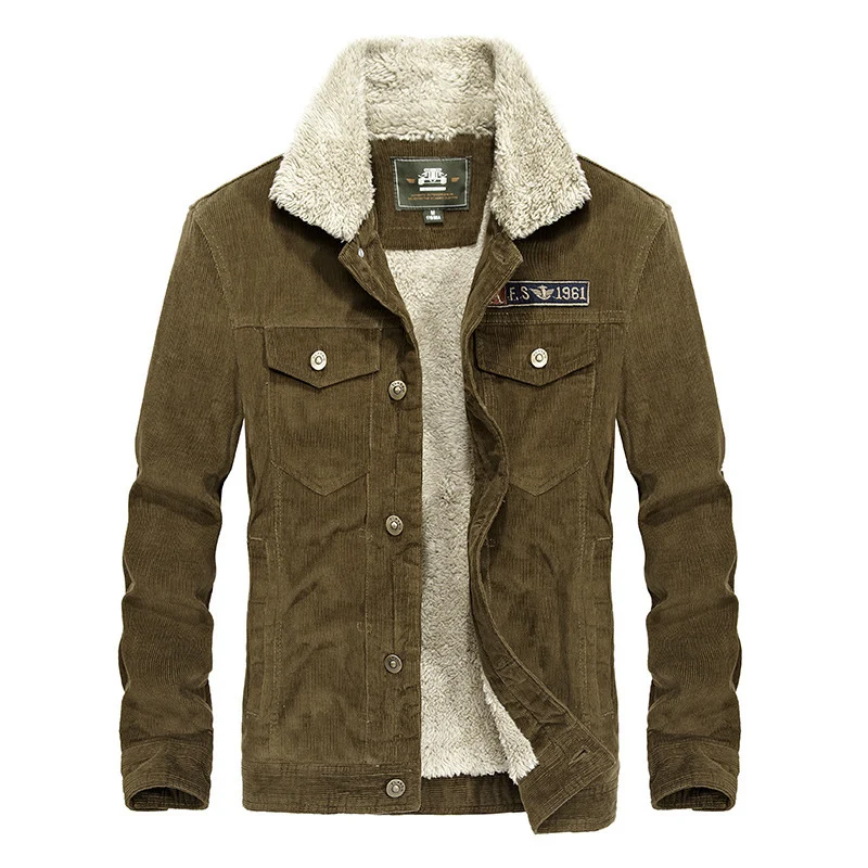 Herren Cord‑Truckerjacke mit Teddyfutter und aufgesetzten Brusttaschen Drune