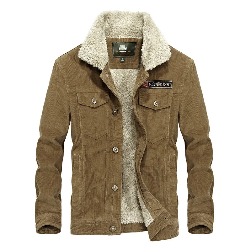 Herren Cord‑Truckerjacke mit Teddyfutter und aufgesetzten Brusttaschen Drune