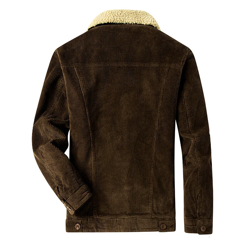 Herren Cord-Truckerjacke mit durchgehendem Teddyfutter und Brustpattentaschen Drune