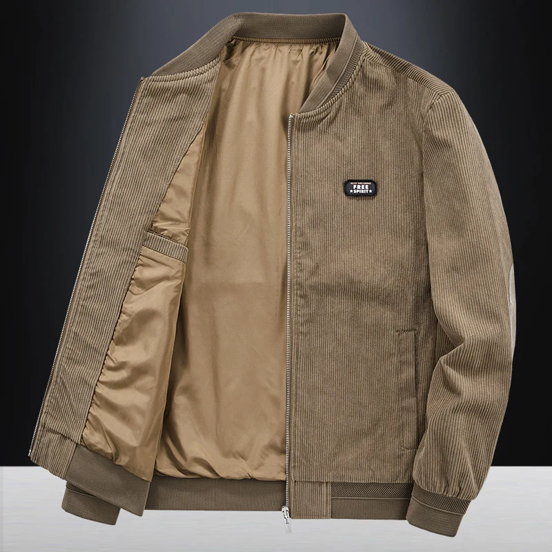 Herren Cord-Flightblouson mit Satin-Innenfutter, Rippbündchen und verdeckten Innentaschen Drune