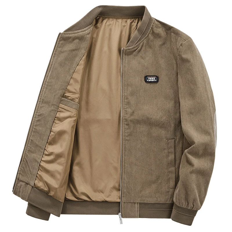 Herren Cord-Flightblouson mit Satin-Innenfutter, Rippbündchen und verdeckten Innentaschen Drune