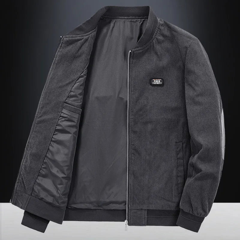 Herren Cord-Flightblouson mit Satin-Innenfutter, Rippbündchen und verdeckten Innentaschen Drune