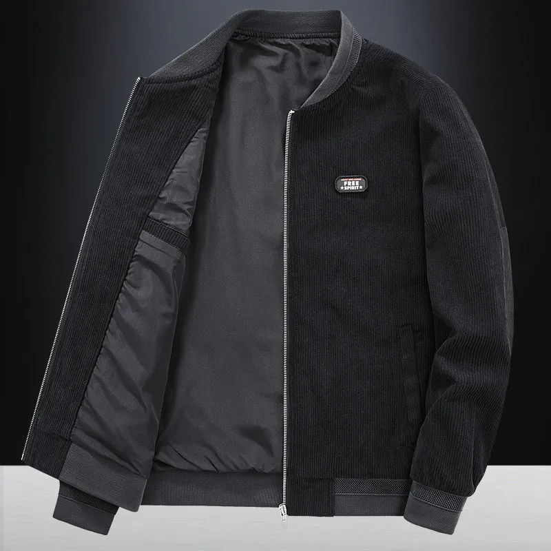 Herren Cord-Flightblouson mit Satin-Innenfutter, Rippbündchen und verdeckten Innentaschen Drune