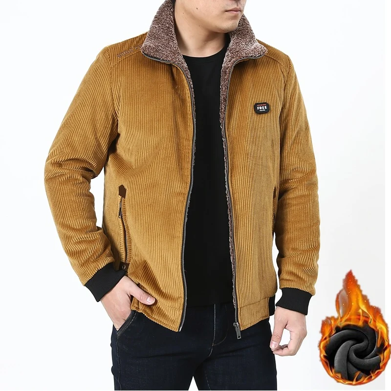 Herren Cord‑Fieldjacke mit kuscheliger Teddyfleece‑Innenlage und Stehkragen Drune