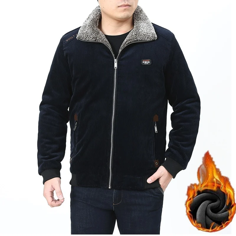 Herren Cord‑Fieldjacke mit kuscheliger Teddyfleece‑Innenlage und Stehkragen Drune