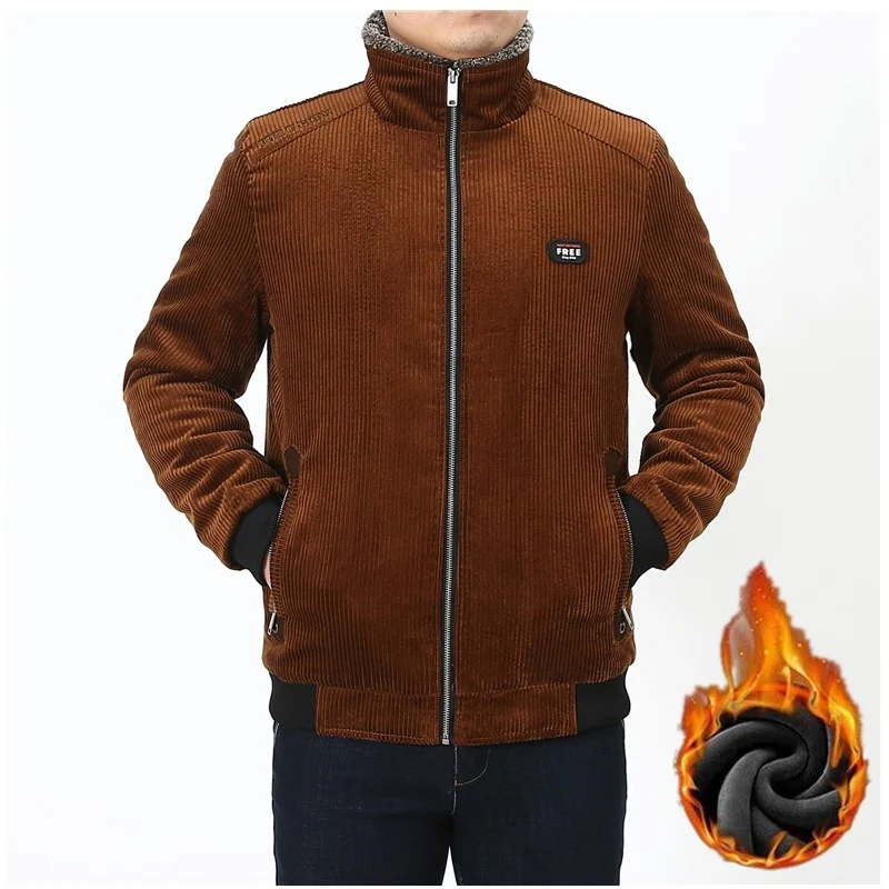 Herren Cord‑Fieldjacke mit kuscheliger Teddyfleece‑Innenlage und Stehkragen Drune