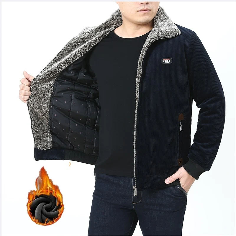 Herren Cord‑Fieldjacke mit kuscheliger Teddyfleece‑Innenlage und Stehkragen Drune