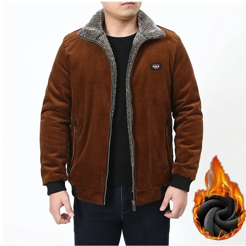 Herren Cord‑Fieldjacke mit kuscheliger Teddyfleece‑Innenlage und Stehkragen Drune