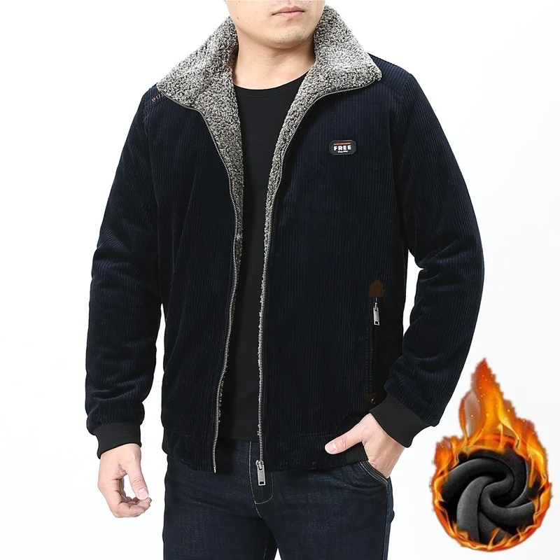 Herren Cord‑Fieldjacke mit kuscheliger Teddyfleece‑Innenlage und Stehkragen Drune