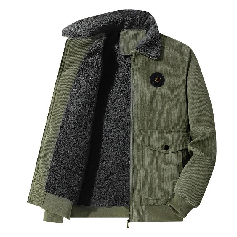 Herren Cord-Blouson mit Teddyfutter, Hemdkragen und Pattentaschen Drune