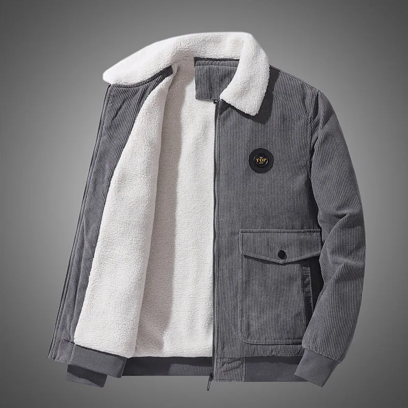 Herren Cord-Blouson mit Teddyfutter, Hemdkragen und Pattentaschen Drune