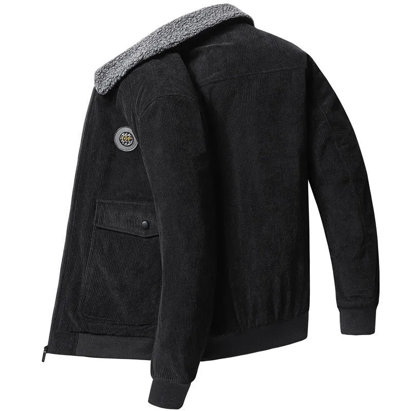 Herren Cord-Blouson mit Sherpa-Kragen, wattierter Innenlage und Reißverschluss Drune