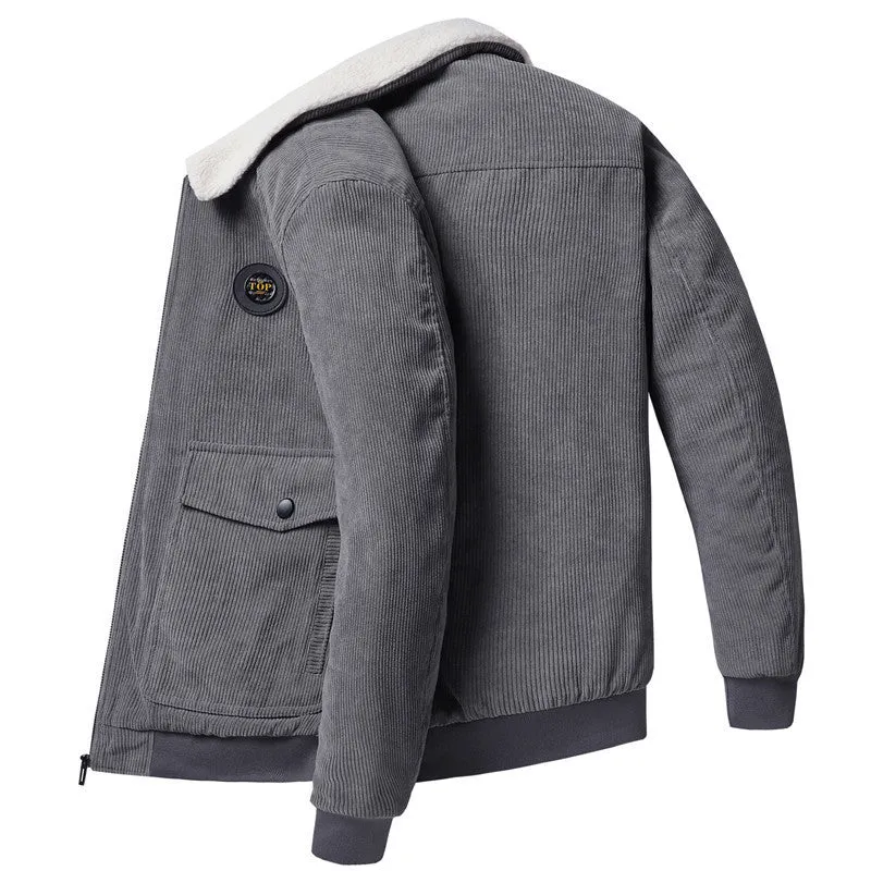 Herren Cord-Blouson mit Sherpa-Kragen, wattierter Innenlage und Reißverschluss Drune