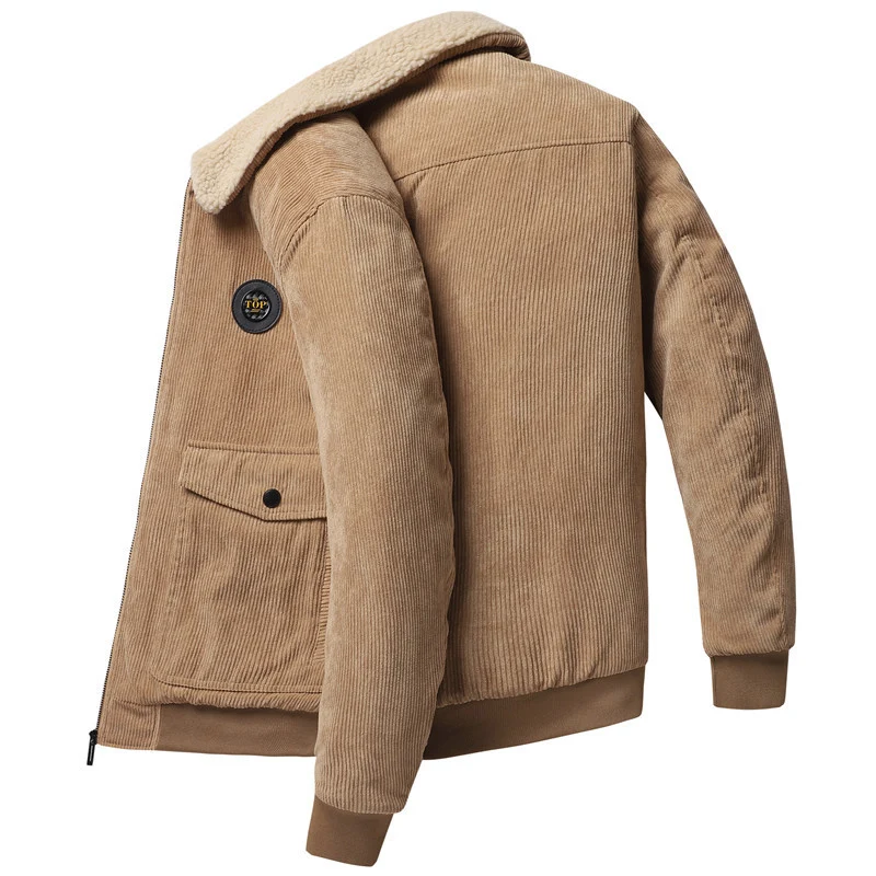 Herren Cord-Blouson mit Sherpa-Kragen, wattierter Innenlage und Reißverschluss Drune