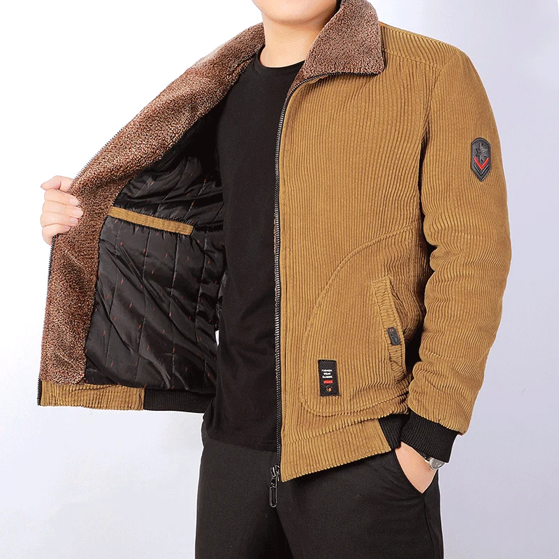 Herren Cord-Blouson mit Sherpa-Kragen und wärmender Teddyfutter-Innenseite Drune