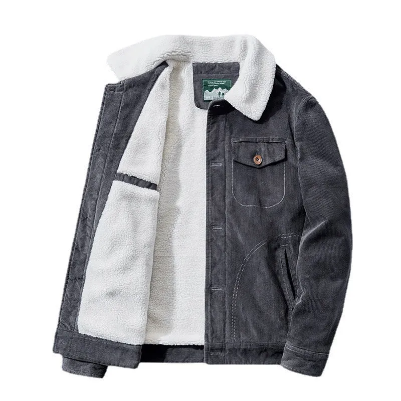 Herren Cord-Blouson mit durchgehendem Sherpa-Futter und Brustpattentasche Drune