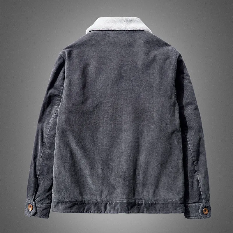 Herren Cord-Blouson mit durchgehendem Sherpa-Futter und Brustpattentasche Drune