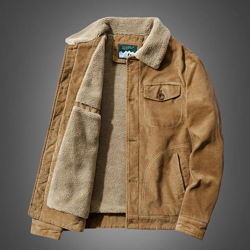 Herren Cord-Blouson mit durchgehendem Sherpa-Futter und Brustpattentasche Drune