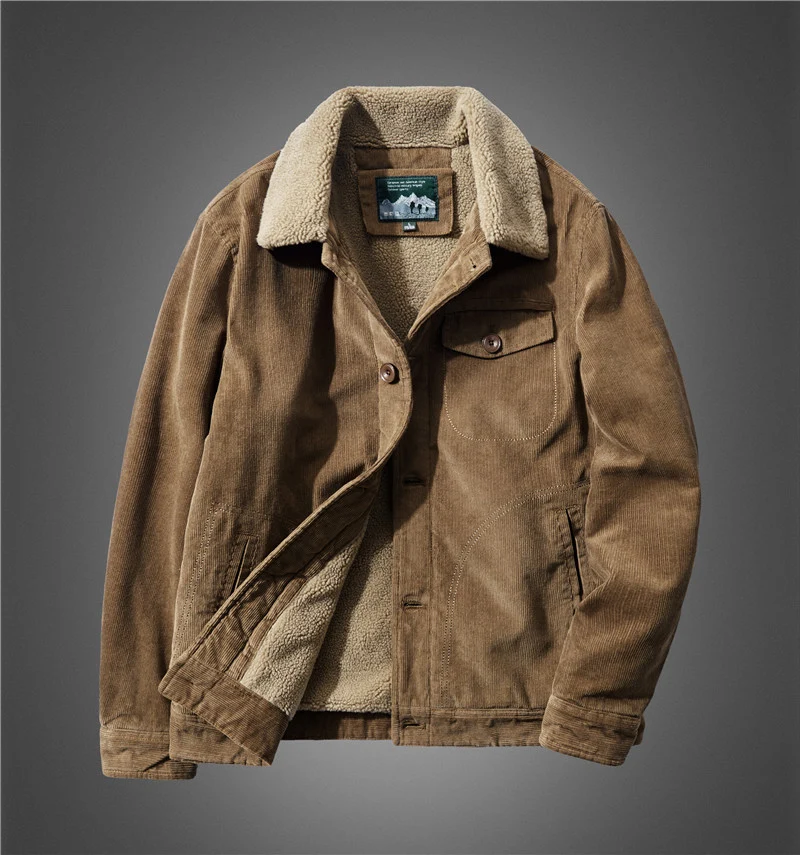 Herren Cord-Blouson mit durchgehendem Sherpa-Futter und Brustpattentasche Drune