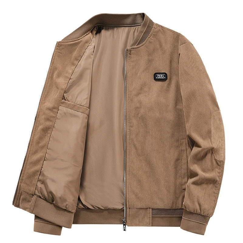 Herren Cord-Blouson im Bomberstil mit Ellbogenpatches und verdeckter Innentasche Drune