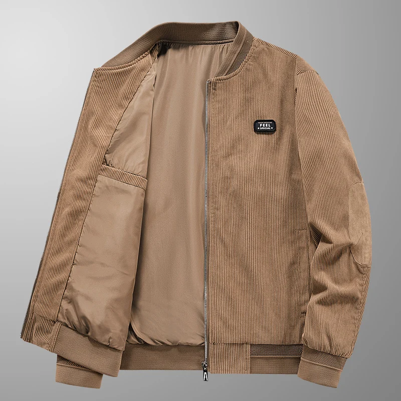 Herren Cord-Blouson im Bomberstil mit Ellbogenpatches und verdeckter Innentasche Drune