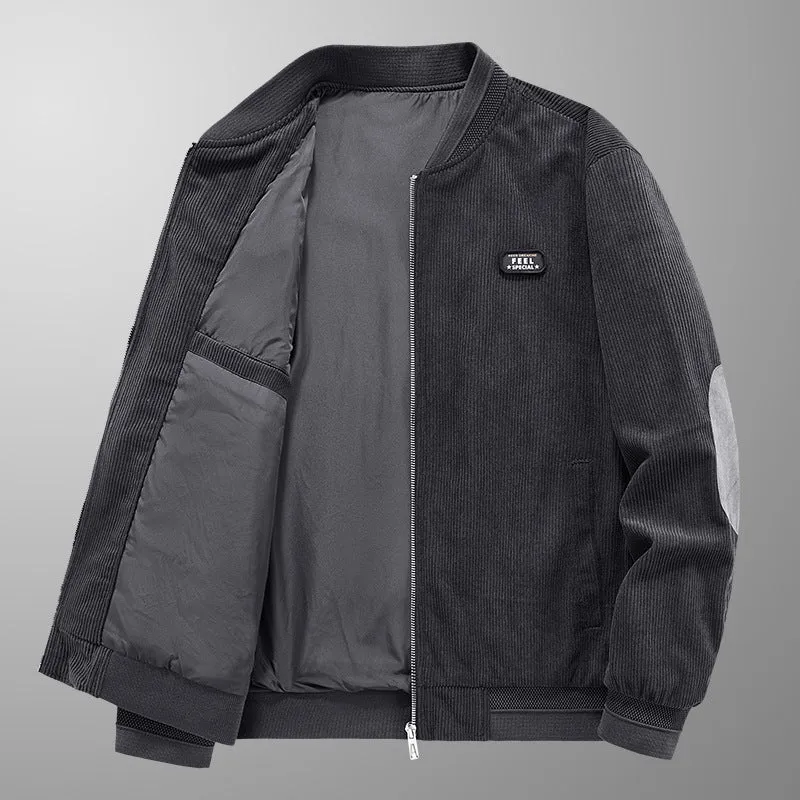 Herren Cord-Blouson im Bomberstil mit Ellbogenpatches und verdeckter Innentasche Drune