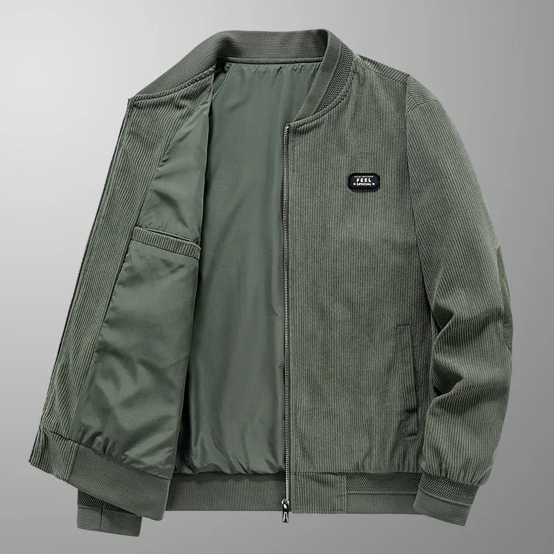 Herren Cord-Blouson im Bomberstil mit Ellbogenpatches und verdeckter Innentasche Drune