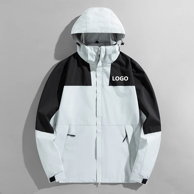 Herren Colorblock Wind- und Wasserabweisende Kapuzenjacke mit atmungsaktiver Softshell-Membran Drune