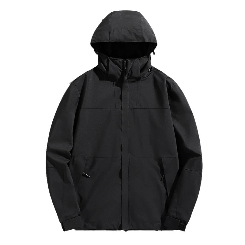 Herren Colorblock Wind- und Wasserabweisende Kapuzenjacke mit atmungsaktiver Softshell-Membran Drune