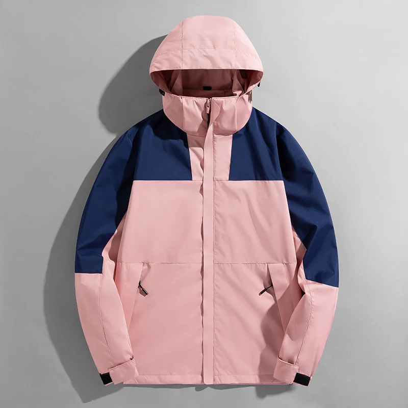 Herren Colorblock Wind- und Wasserabweisende Kapuzenjacke mit atmungsaktiver Softshell-Membran Drune