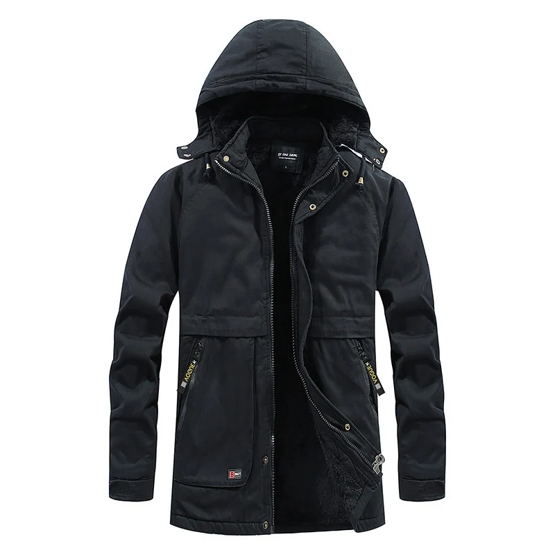Herren City-Parka im Canvas-Look mit wärmender Teddyfleece‑Fütterung und Kapuze Drune