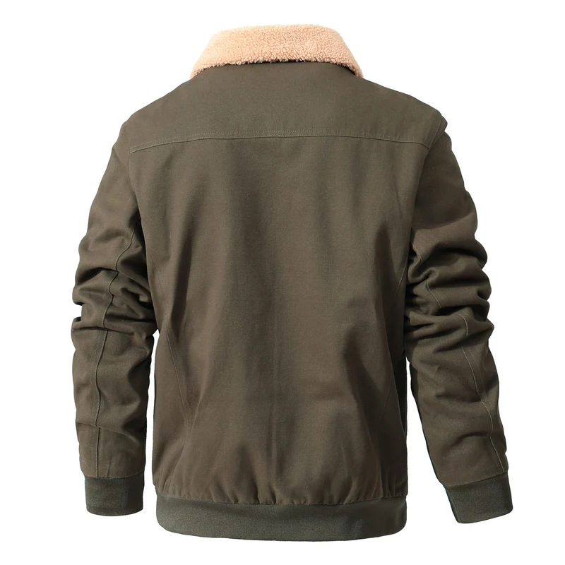 Herren Casual‑Worker Blouson aus Canvas mit wärmender Teddyfleece‑Innenlage und verdecktem Frontreißverschluss Drune