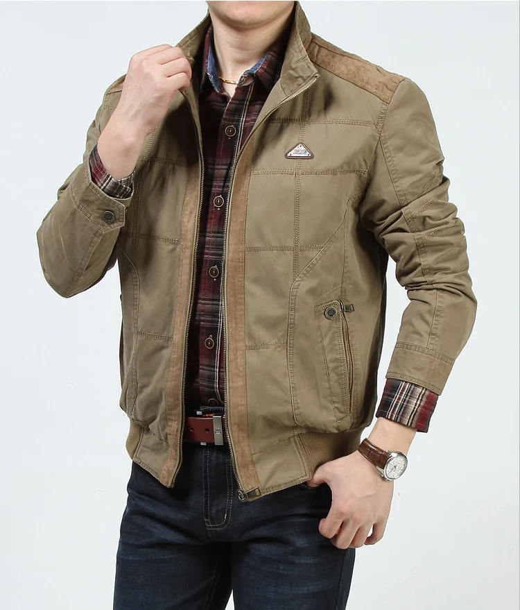 Herren Casual-Fieldjacke aus Canvas mit gesteppter Paneelstruktur und Stehkragen Drune