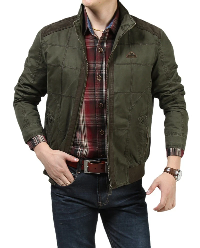 Herren Casual-Fieldjacke aus Canvas mit gesteppter Paneelstruktur und Stehkragen Drune