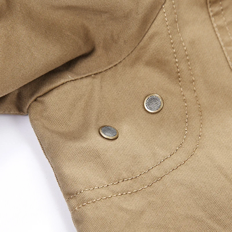 Herren Casual-Canvas-Sakko im Worker-Blouson-Stil mit Hemdkragen und aufgesetzten Taschen Drune