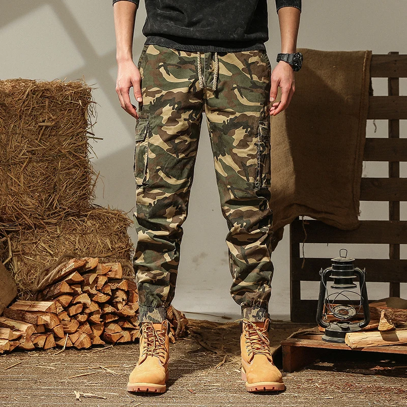 Herren Cargohhose im Joggerstil mit Kordelzug, Bündchen und Mehrfach-Taschen Drune