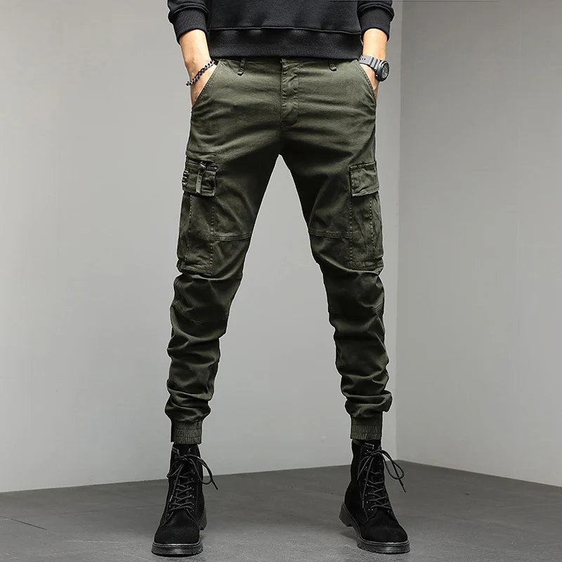 Herren Cargo-Joggerhose mit Multifunktionalen Taschen, verstärkten Kniepartien und elastischen Bündchen Drune