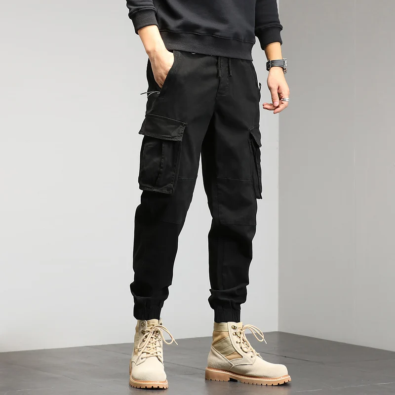 Herren Cargo-Joggerhose mit Multifach-Taschen und Kordelzug Drune