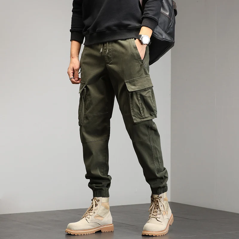Herren Cargo-Joggerhose mit Multifach-Taschen und Kordelzug Drune