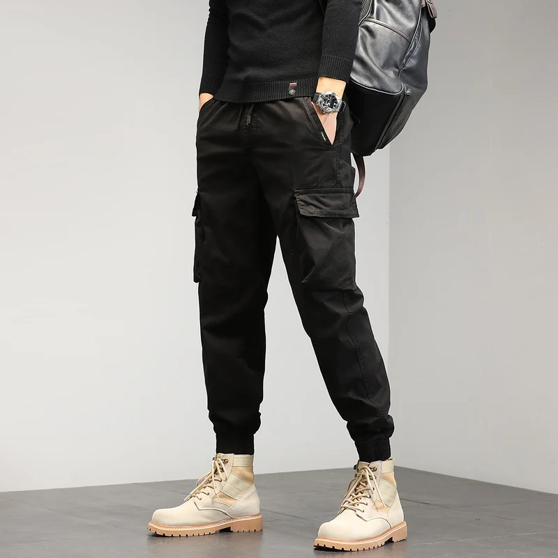 Herren Cargo-Joggerhose mit Multifach-Taschen und Kordelzug Drune