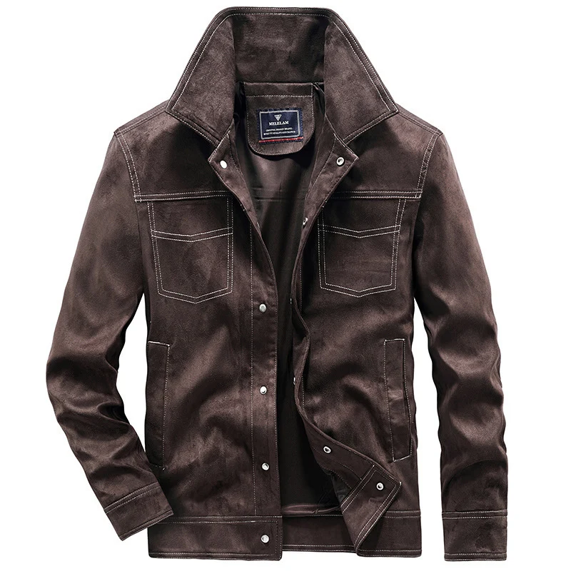 Herren Canvas-Workerjacke mit markanten Kontrastnähten, hohem Kragen und Druckknopfverschluss Drune